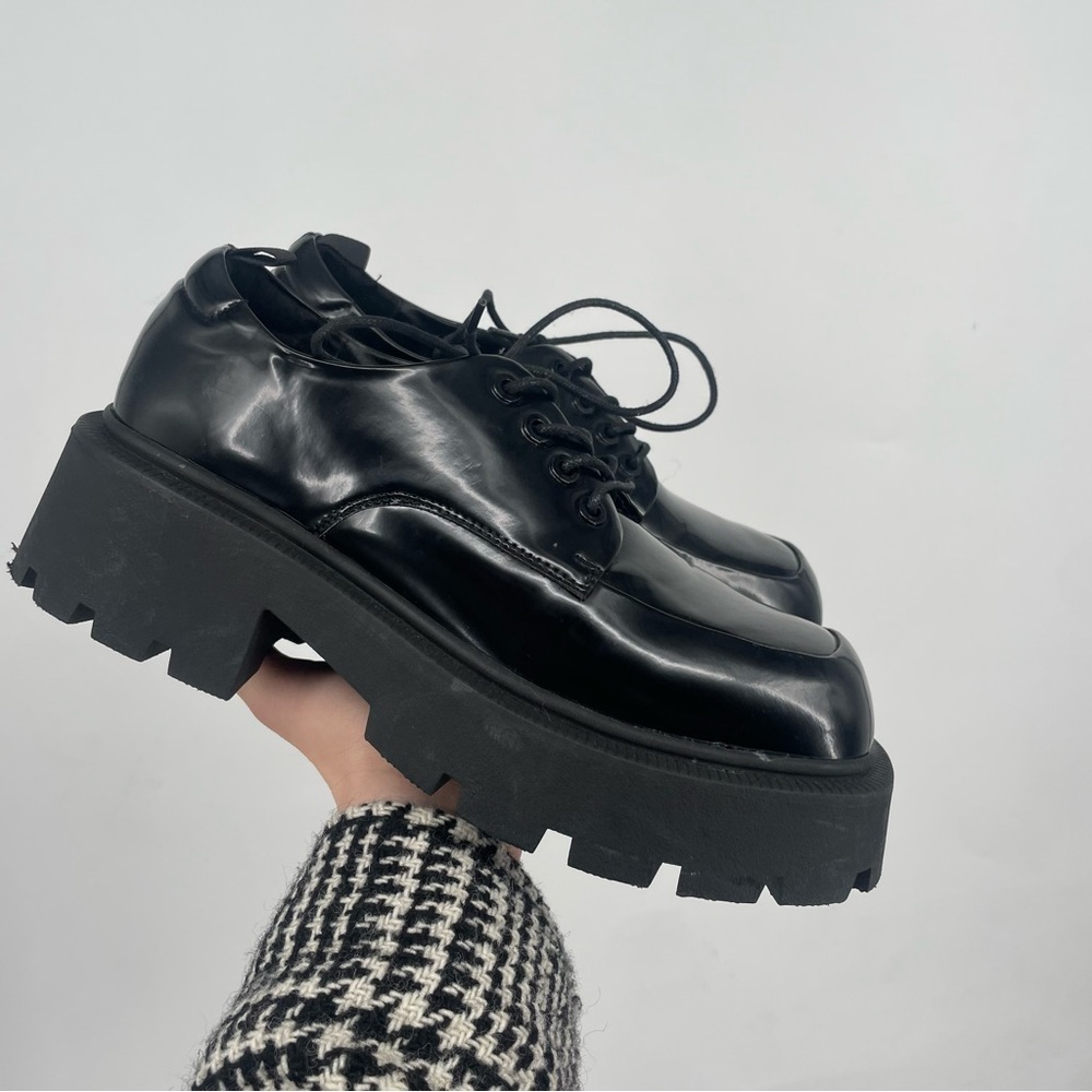 Truffle Collection Mens 7 Womens 8 EU 40 Chunky Platform Black Sneakers Goth Emo